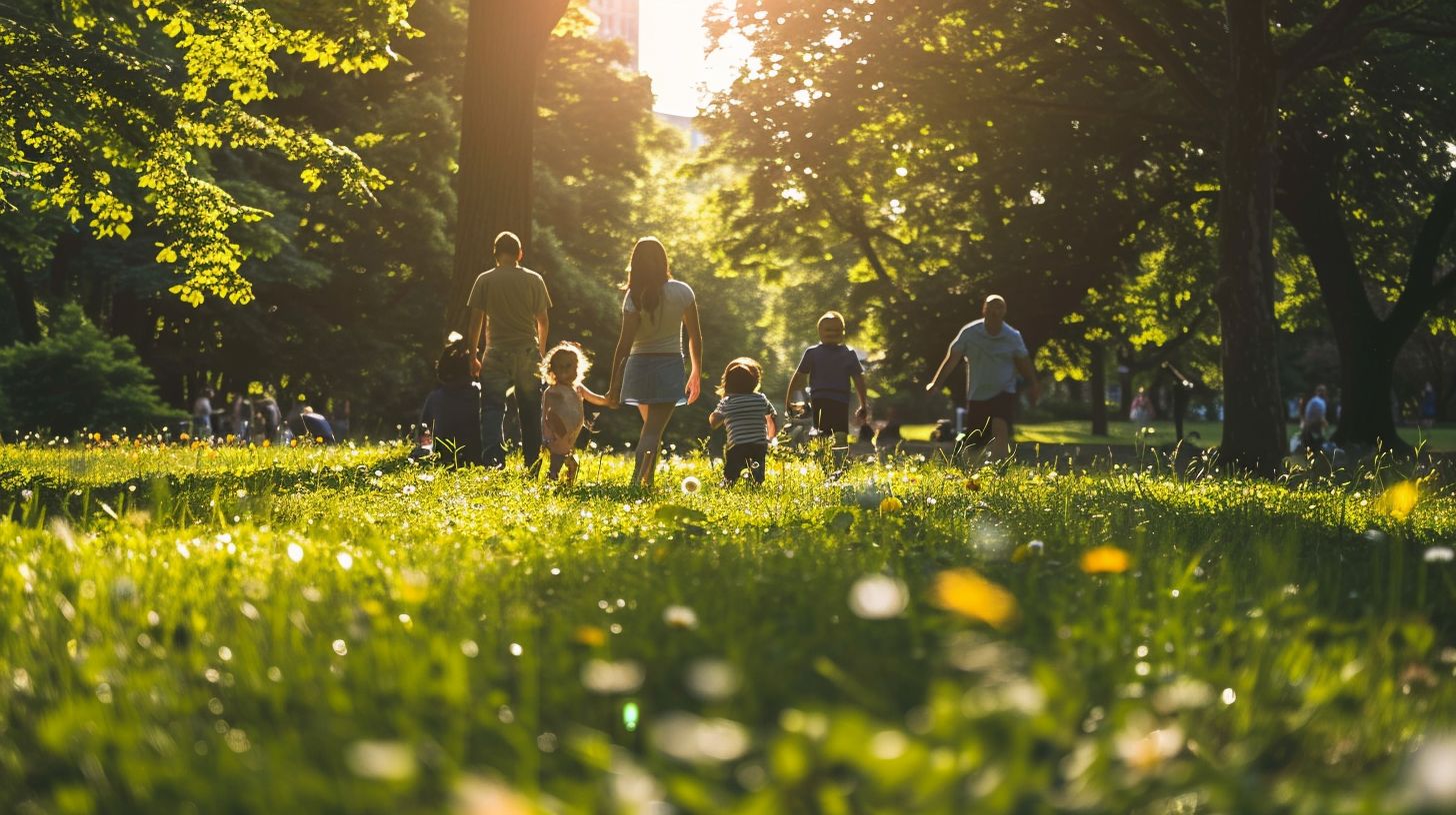 A family enjoying a day at the colorful park, captured with a DSLR camera. A family enjoying a day at the colorful park, captured with a DSLR camera.