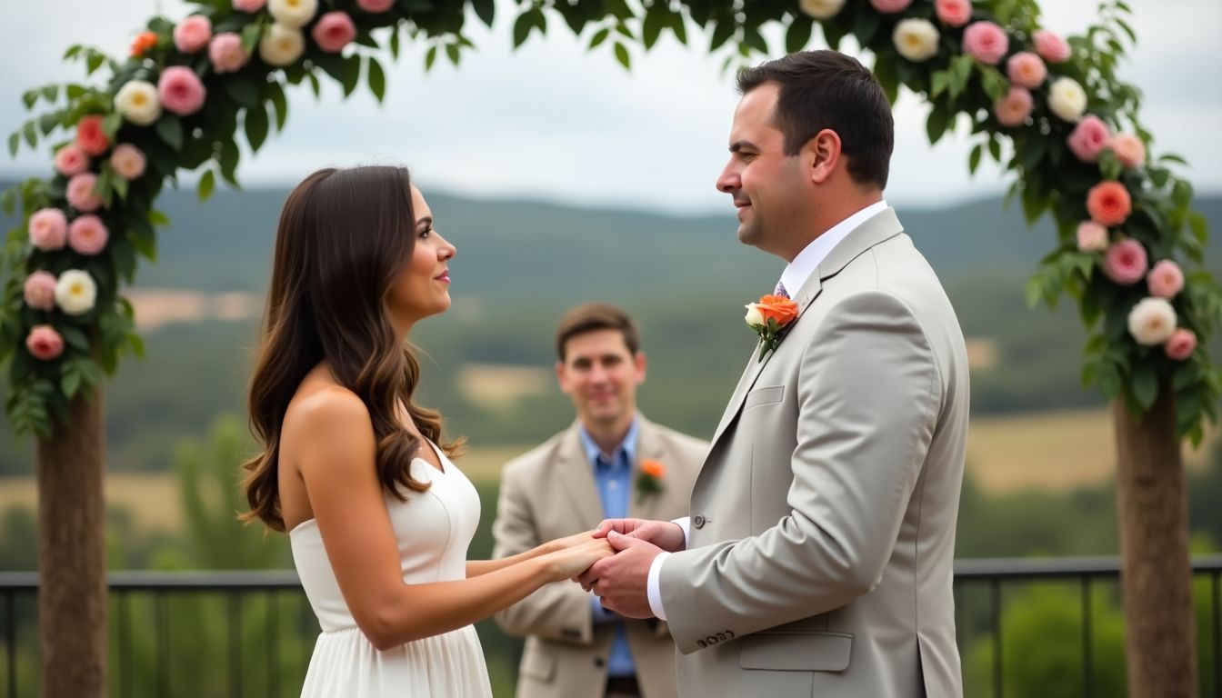 A couple exchanging vows at Sterling Event Venue in Clermont, FL.