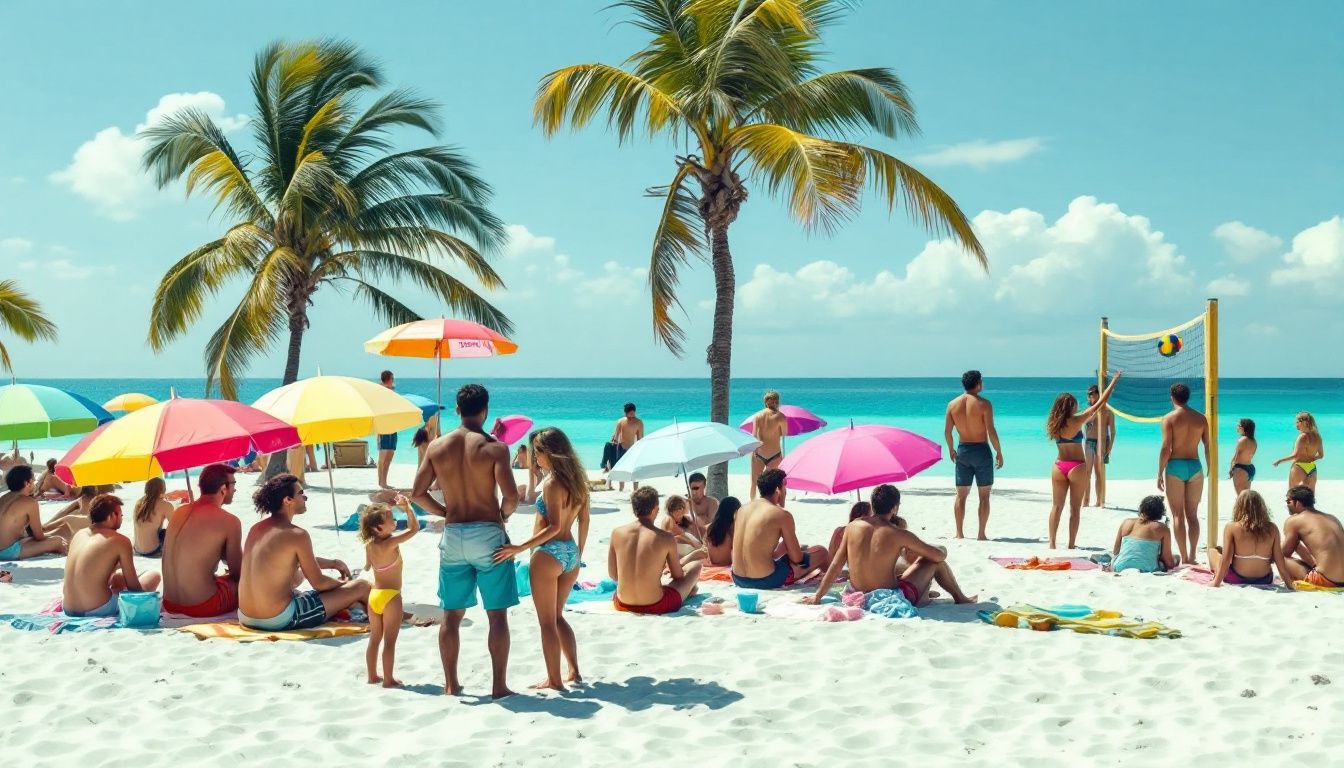 Families and friends enjoying a sunny day at Naples beach. Families and friends enjoying a sunny day at Naples beach.