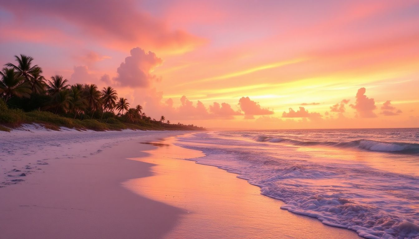 A romantic Florida beach sunset with beautiful, muted colors and a serene atmosphere. A romantic Florida beach sunset with beautiful, muted colors and a serene atmosphere.
