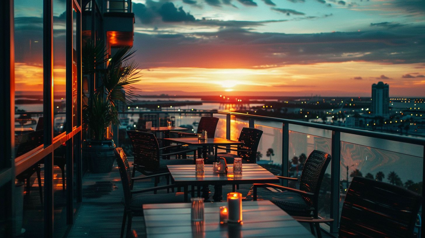 A wide-angle shot captures the expansive Tampa Bay skyline during golden hour. A wide-angle shot captures the expansive Tampa Bay skyline during golden hour.