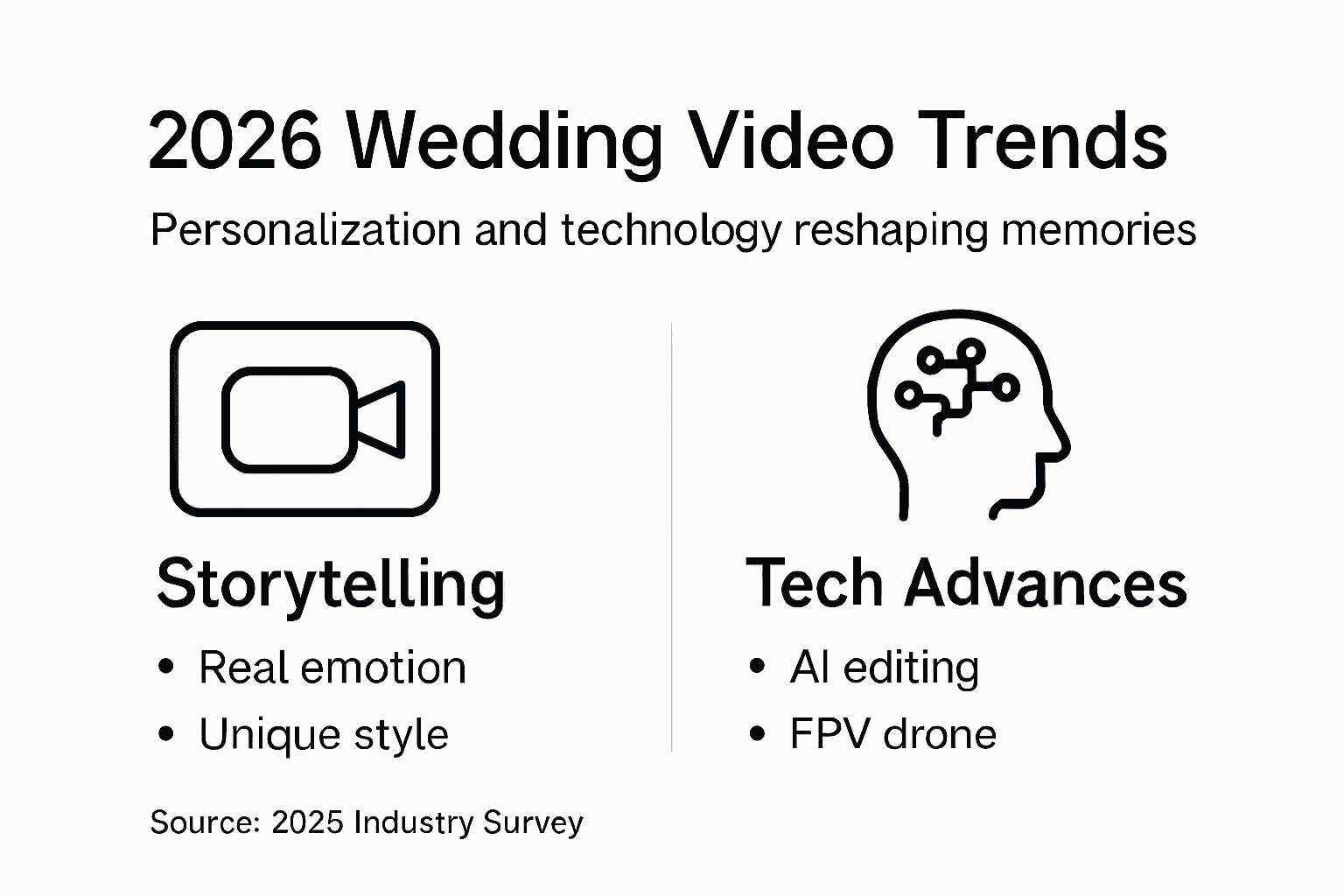 Infographic showing top wedding videography trends