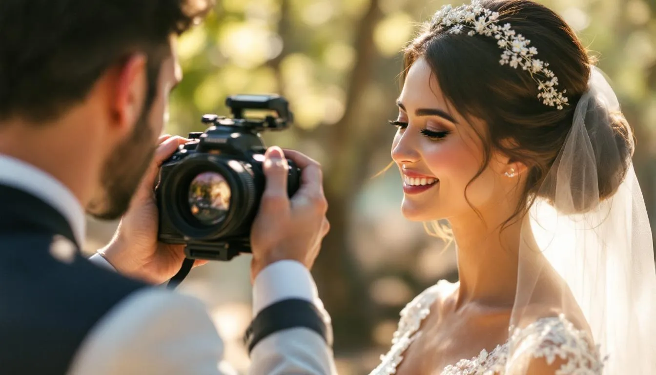 A woman wedding photographer capturing a special moment during a wedding.