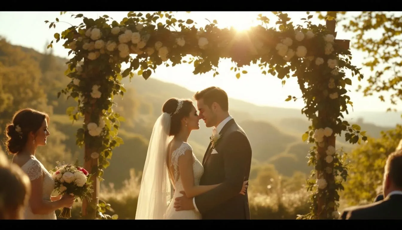 A wedding videographer capturing a beautiful wedding ceremony in Hudson Valley.