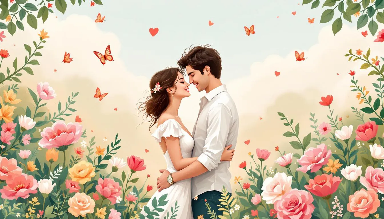 An engagement photo session in a beautiful park, showcasing a couple's love and excitement.