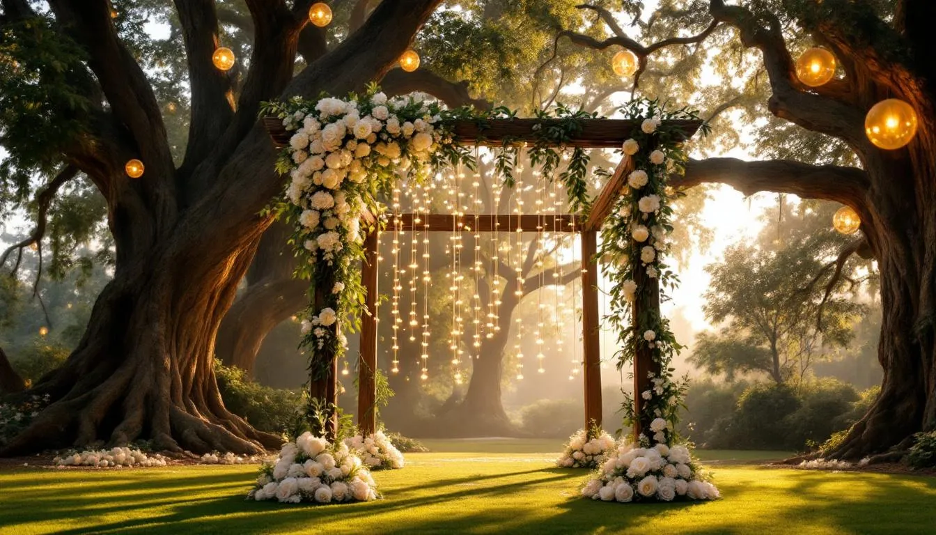 Unique wedding venue with beautiful decorations for a wedding ceremony.