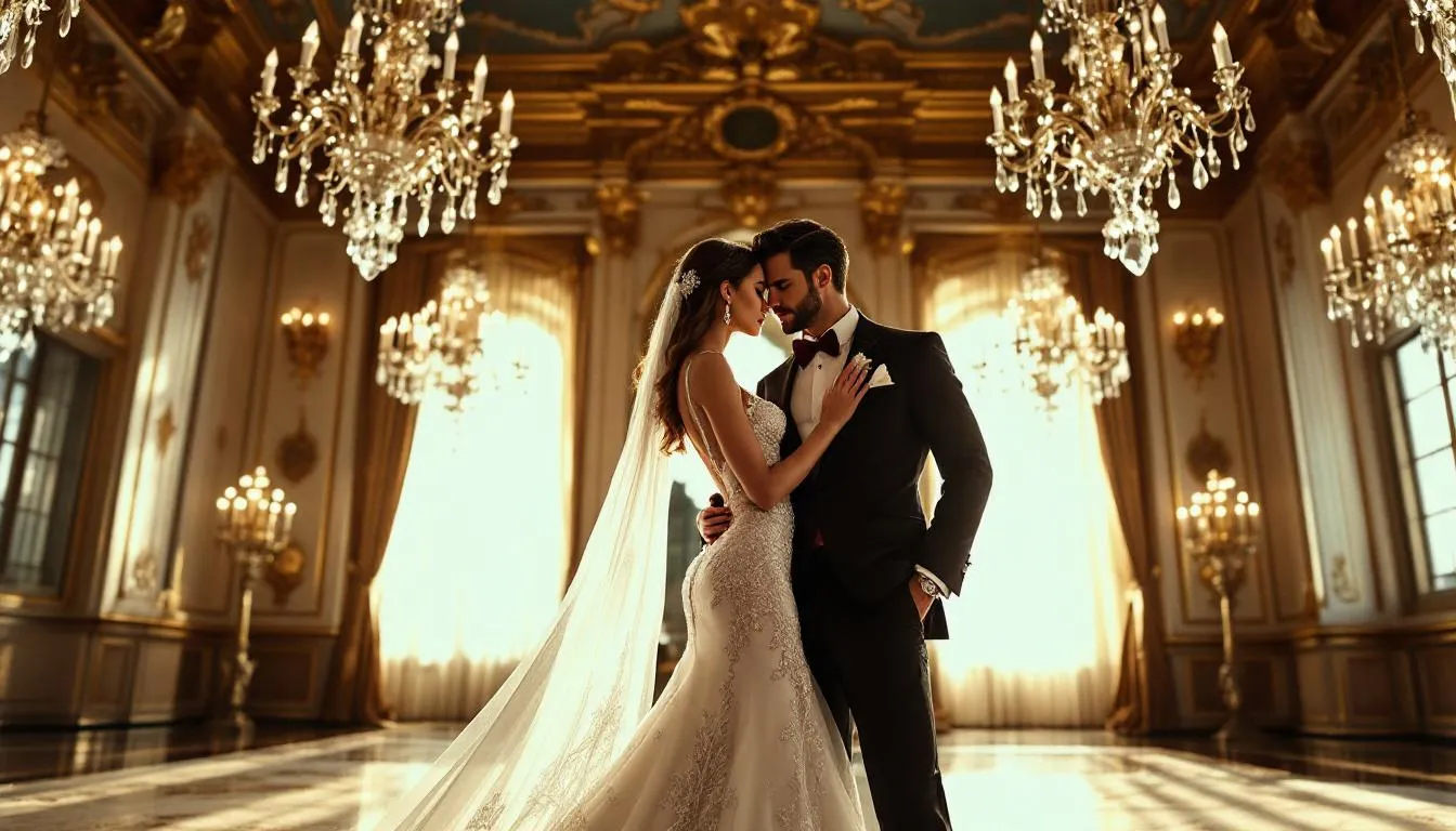 A wedding photographer capturing a couple's special moment during their wedding day.