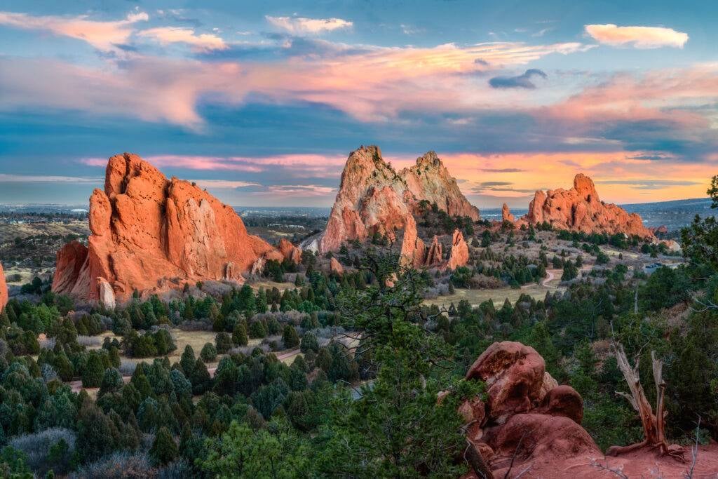 Sunset Over Garden of the Gods Park in Colorado Springs