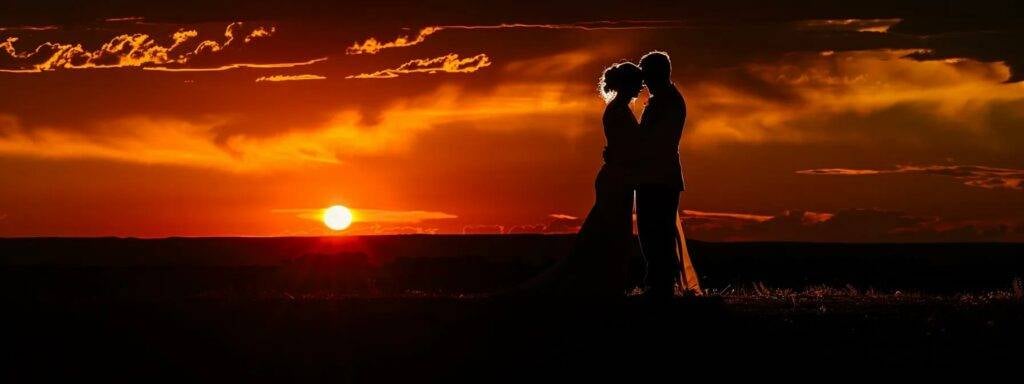Capturing Love: Exceptional Northern Colorado Wedding Photographers 5 a bride and groom embracing under a stunning colorado sunset, captured by our award-winning wedding photographers at candid studios.