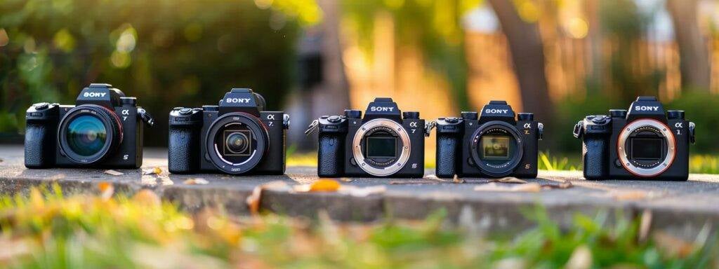 Cameras for Wedding Photographers in 2025: Choosing the Right Equipment 3 a lineup of top camera models for wedding photographers in 2024, showcasing the canon eos r6 ii, nikon z6 ii, sony a7 iv, fuji x-t4, and panasonic lumix s5 in a professional setting.