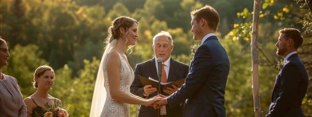 a couple exchanging vows in a picturesque colorado mountain setting as a talented wedding videographer captures the moment.