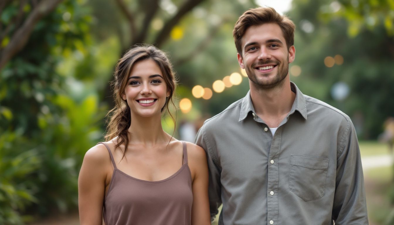 A young couple exploring outdoor wedding venues in Orlando.