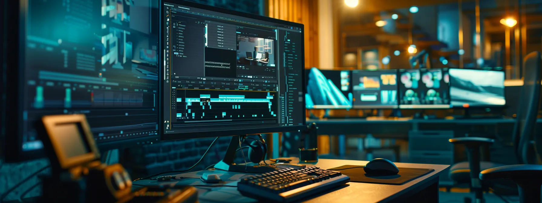 a sleek, modern computer generating creative and engaging written content.